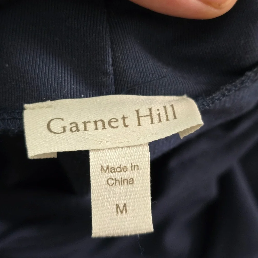 Garnet‎ Hill Maxi Dress Women Medium Navy Blue Turtleneck Tencel Preppy Casual